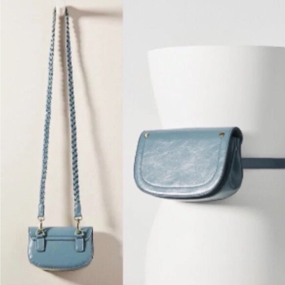 Anthropologie Blue Gray Convertible Crossbody/Belt Bag